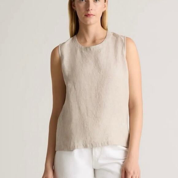 Quince Tops - Quince Women's 100% European Linen Tank Flax Large Vacation Beach Resortwear